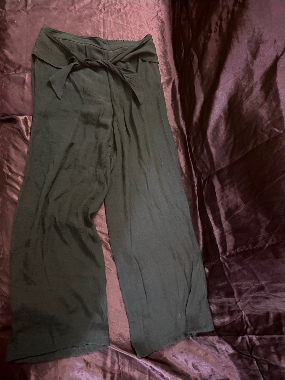 Iz Byer Black Wide-Leg Tie-Waist Pants